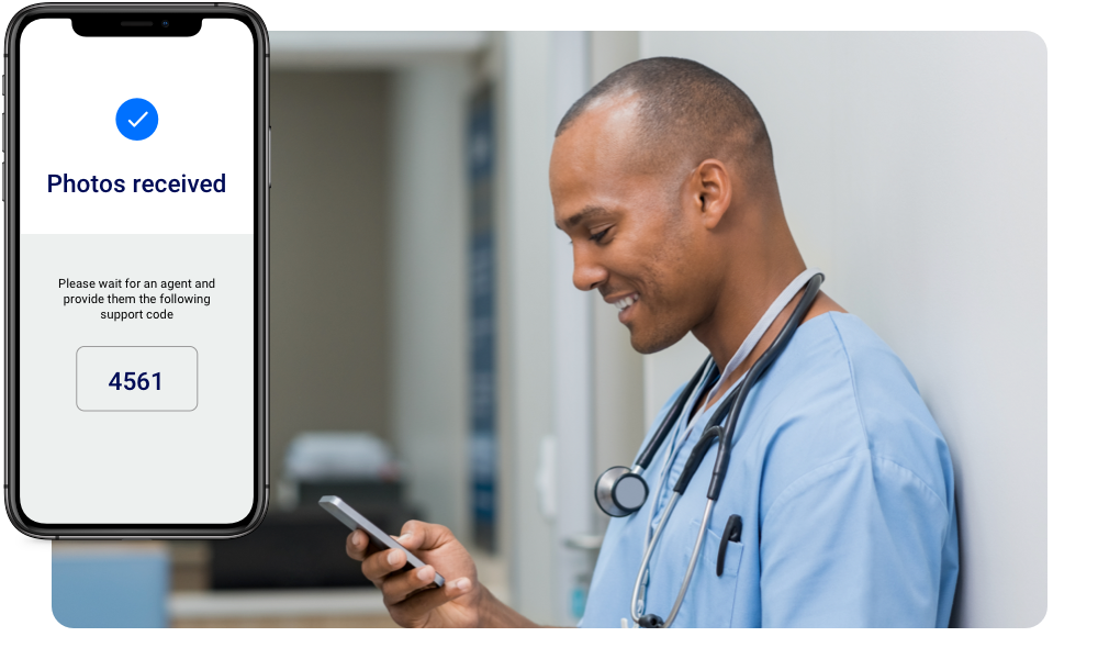 A healthcare worker using RingCentral's cloud communication technology to communicate faster