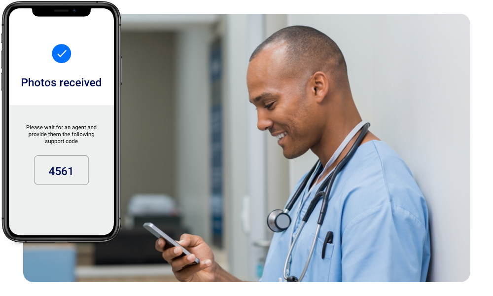 A healthcare worker using RingCentral's cloud communication technology to communicate faster