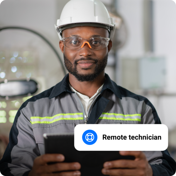 A field services remote technician using the TechSee app for remote visual assistance