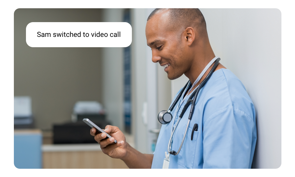 Healthcare professional using the RingCentral app to enhance care and collaborate better